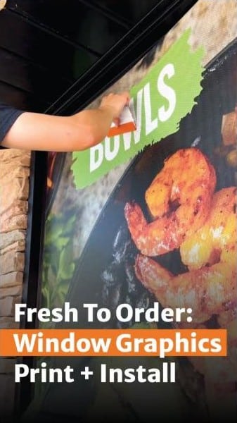 Video: Fresh To Order perforated window graphics install (1:03)