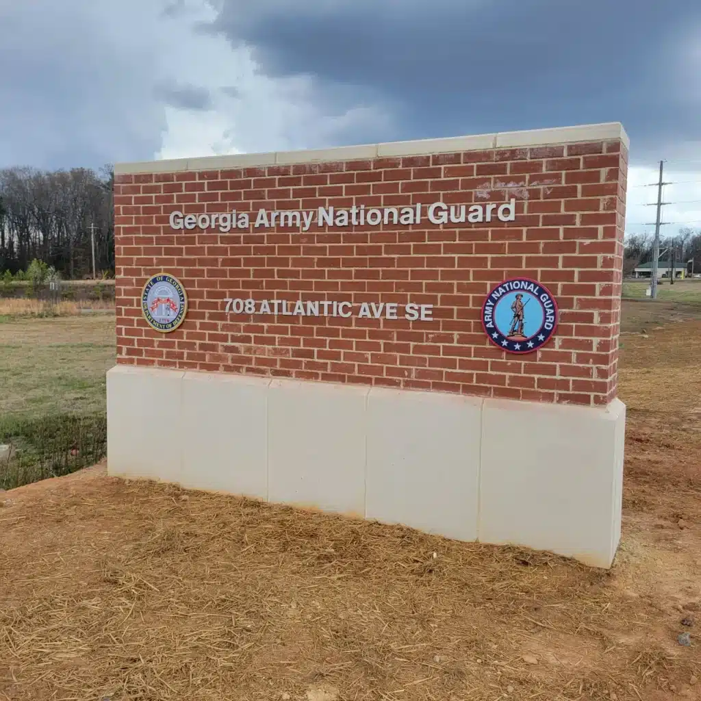 Brick monument sign, Georgia Army National Guard, by High Stakes Creative, serving Canton, GA
