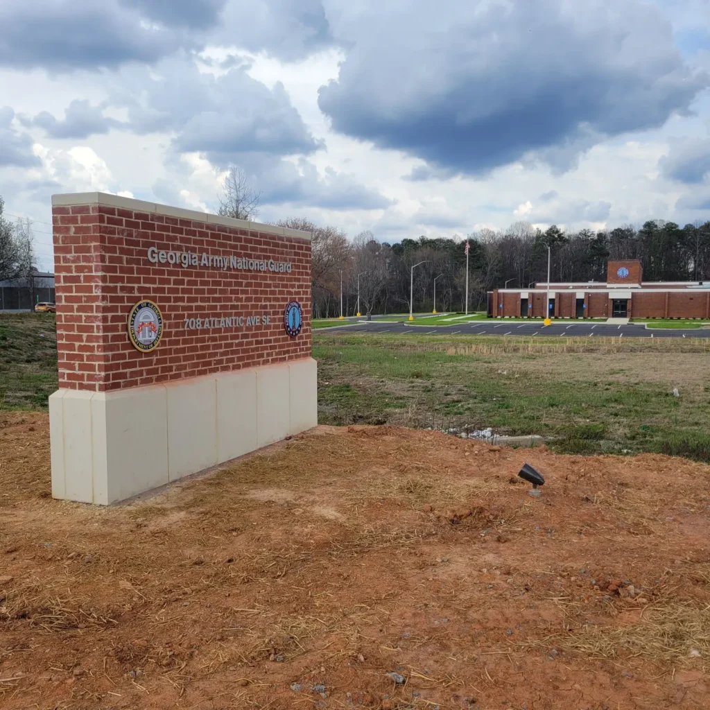 Monument sign site view, Georgia Army National Guard, by High Stakes Creative