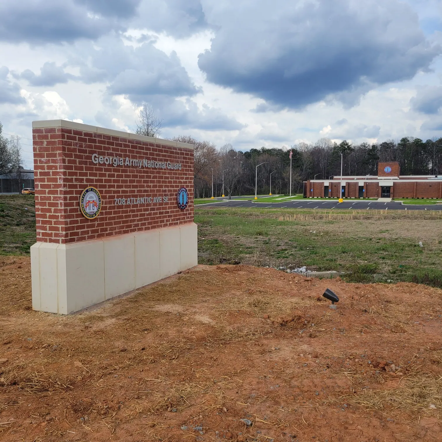 Monument sign site view, Georgia Army National Guard, by High Stakes Creative