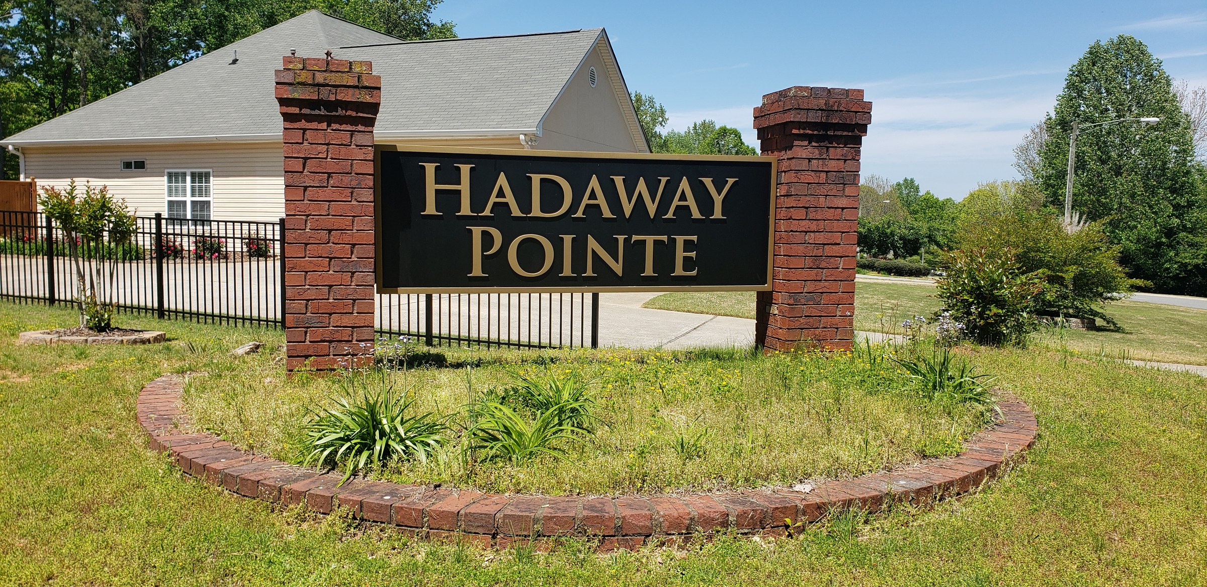 Entrance sign, closer angle, Hadaway Pointe, by High Stakes Creative