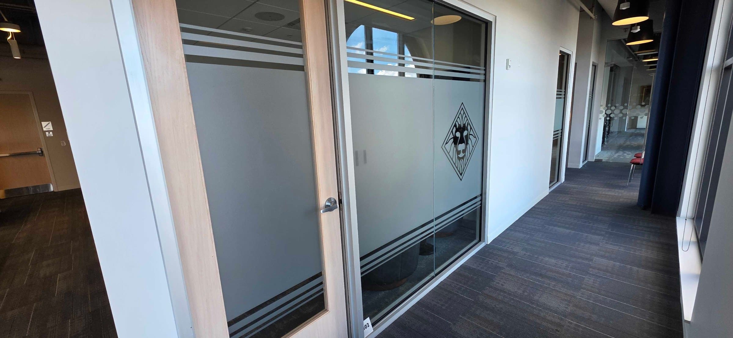 Conference and break room glass film, Howard Capital Management, Roswell, GA, by High Stakes Creative