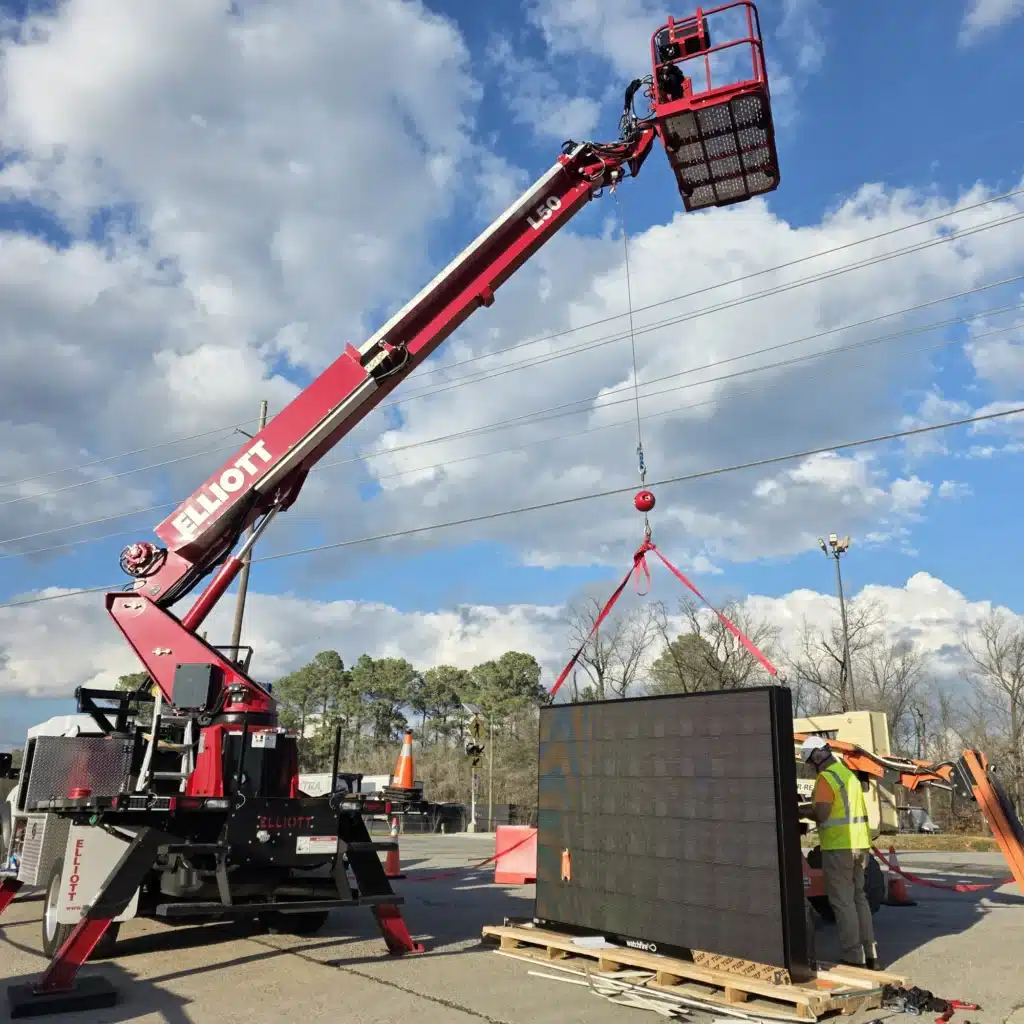 Crane set of a digital display, International Paper, by High Stakes Creative, metro Atlanta