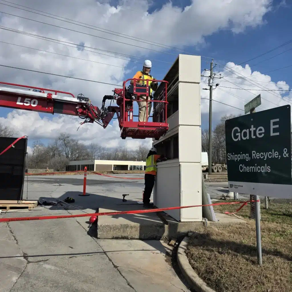 Wayfinding sign installation, International Paper, by High Stakes Creative