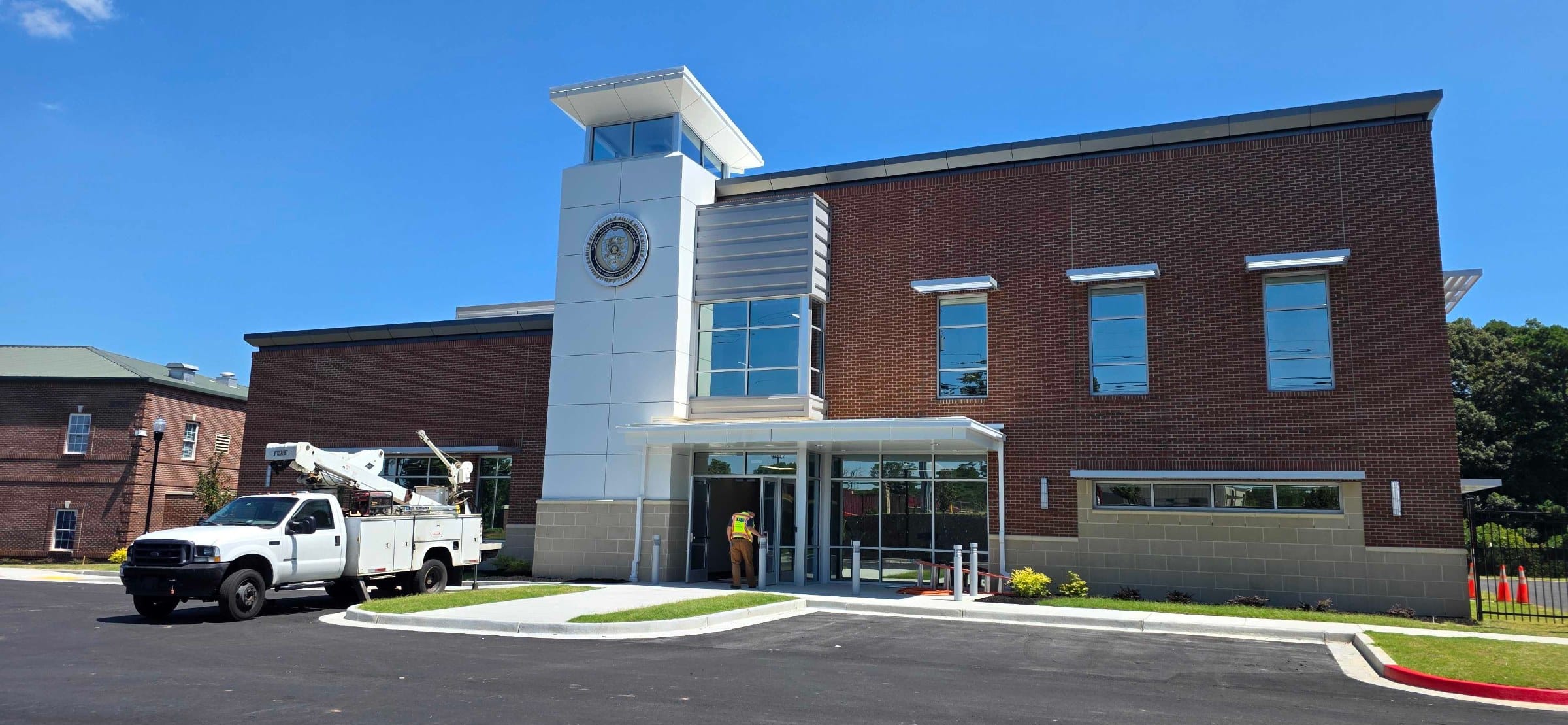 Building sign install (new building), Kennesaw Police Department, Kennesaw, GA, by High Stakes Creative