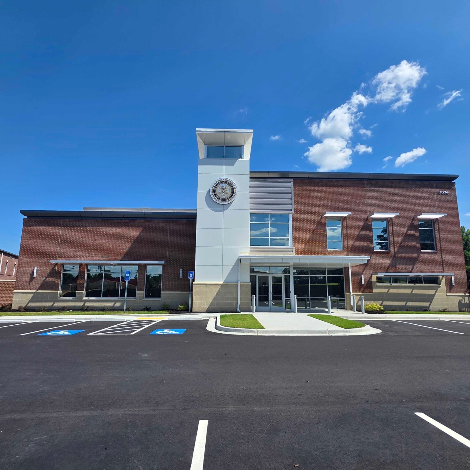 New headquarters building signage and seal, Kennesaw Police Department, Kennesaw, GA, by High Stakes Creative