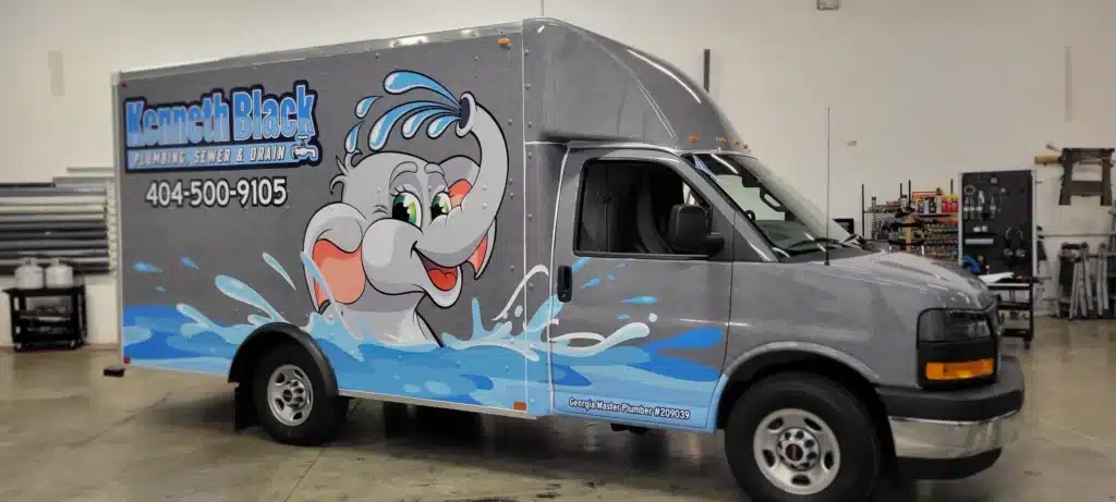 Box truck wrap, Kenneth Black Plumbing, by High Stakes Creative, serving East Cobb, GA