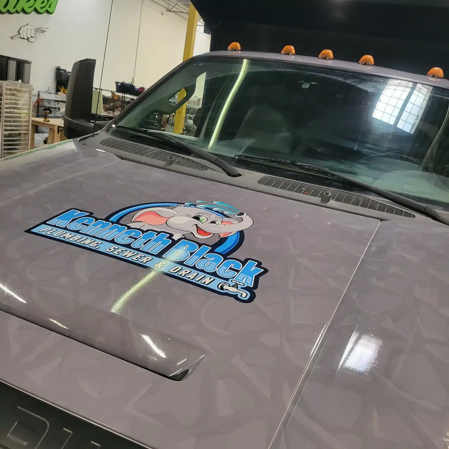 Truck hood graphics, Kenneth Black Plumbing, Woodstock, GA, by High Stakes Creative, serving Holly Springs, GA