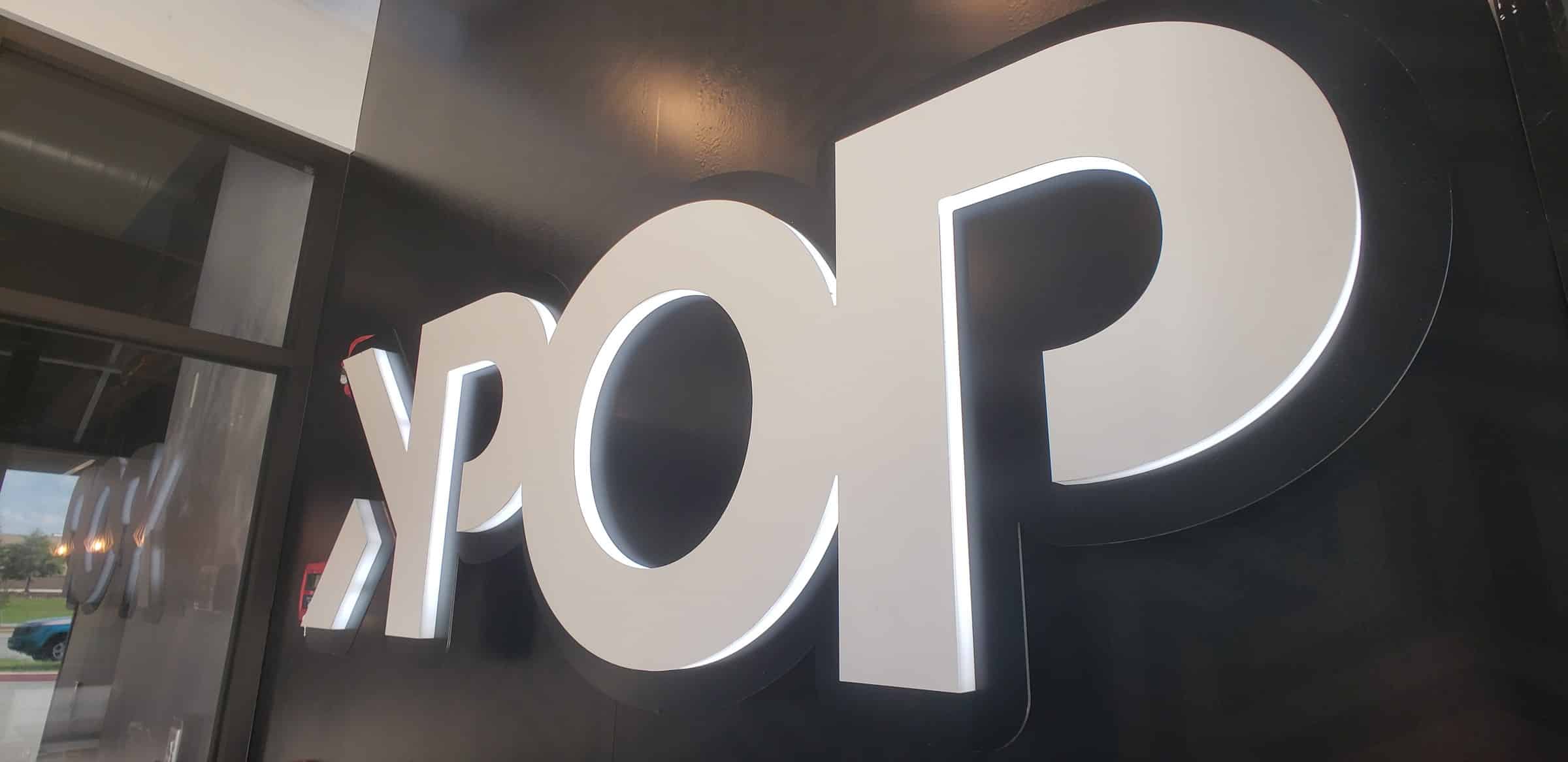 Close-up of dimensional KPOP letters, KPOP BBQ To Go, by High Stakes Creative