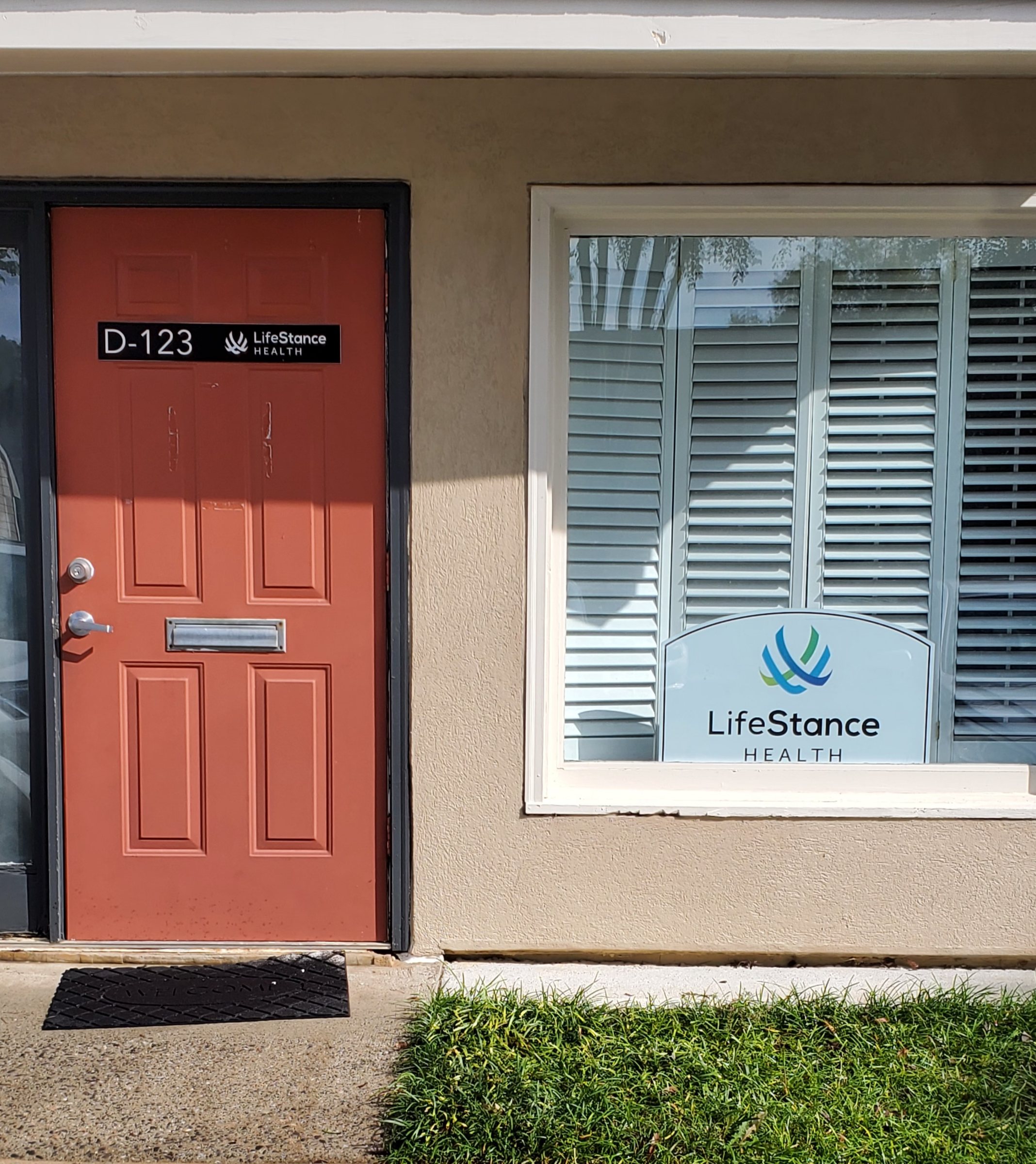 Window logo decal and suite door ID vinyl, LifeStance Health, Marietta, GA, by High Stakes Creative