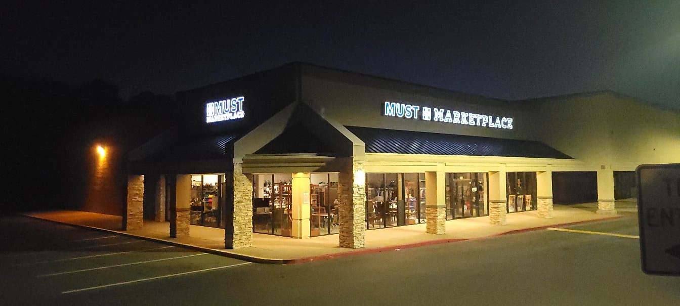 Wider night view, MUST Marketplace, by High Stakes Creative