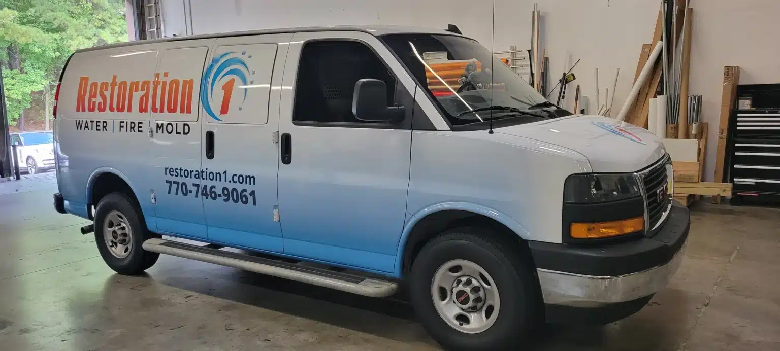 Cargo van wrap, Restoration 1, Hiram, GA, by High Stakes Creative