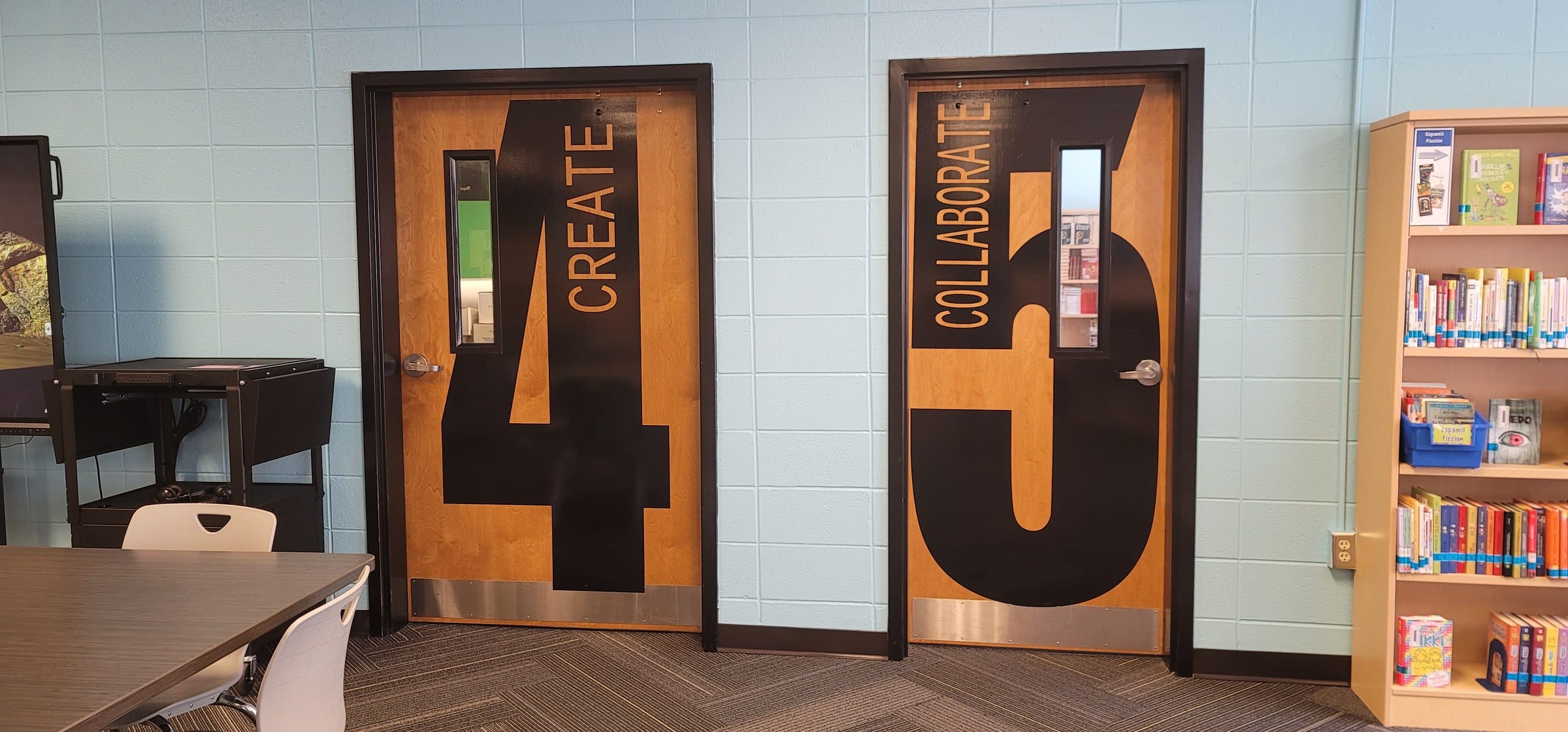 Door wraps: 4 CREATE and 5 COLLABORATE, by High Stakes Creative