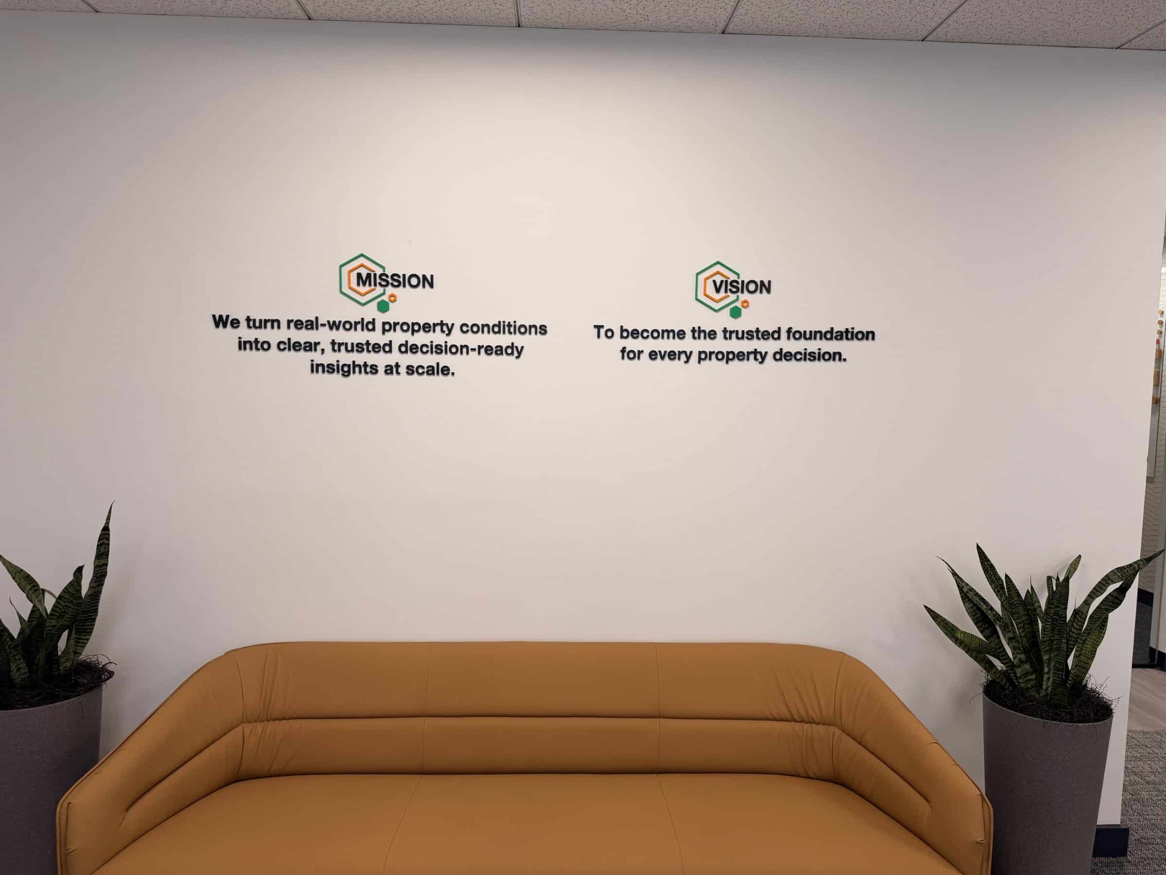 Lobby wall vinyl lettering (mission), SeekNow, Atlanta, GA, by High Stakes Creative