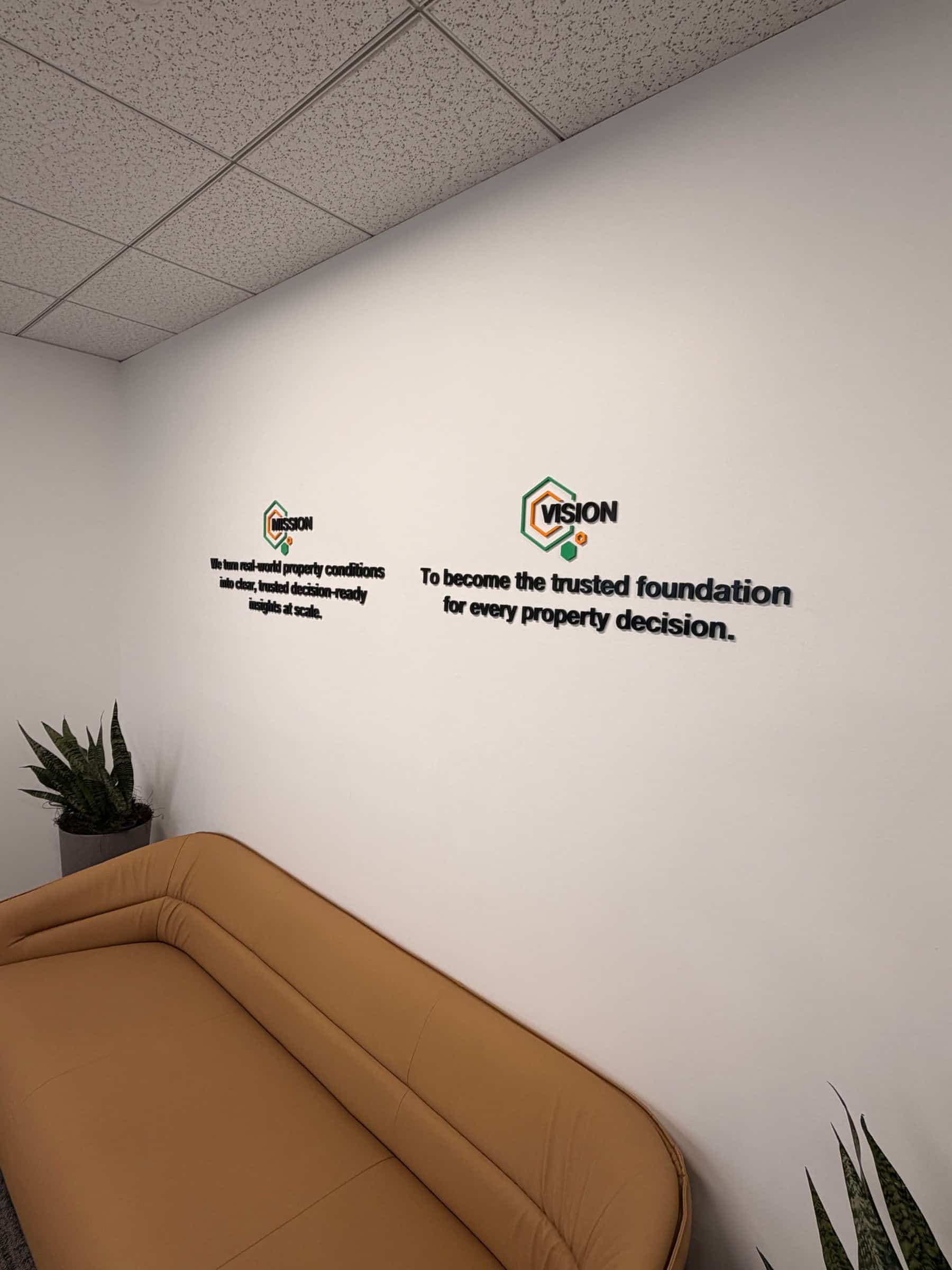 Lobby wall vinyl lettering (mission), SeekNow, Atlanta, GA, by High Stakes Creative