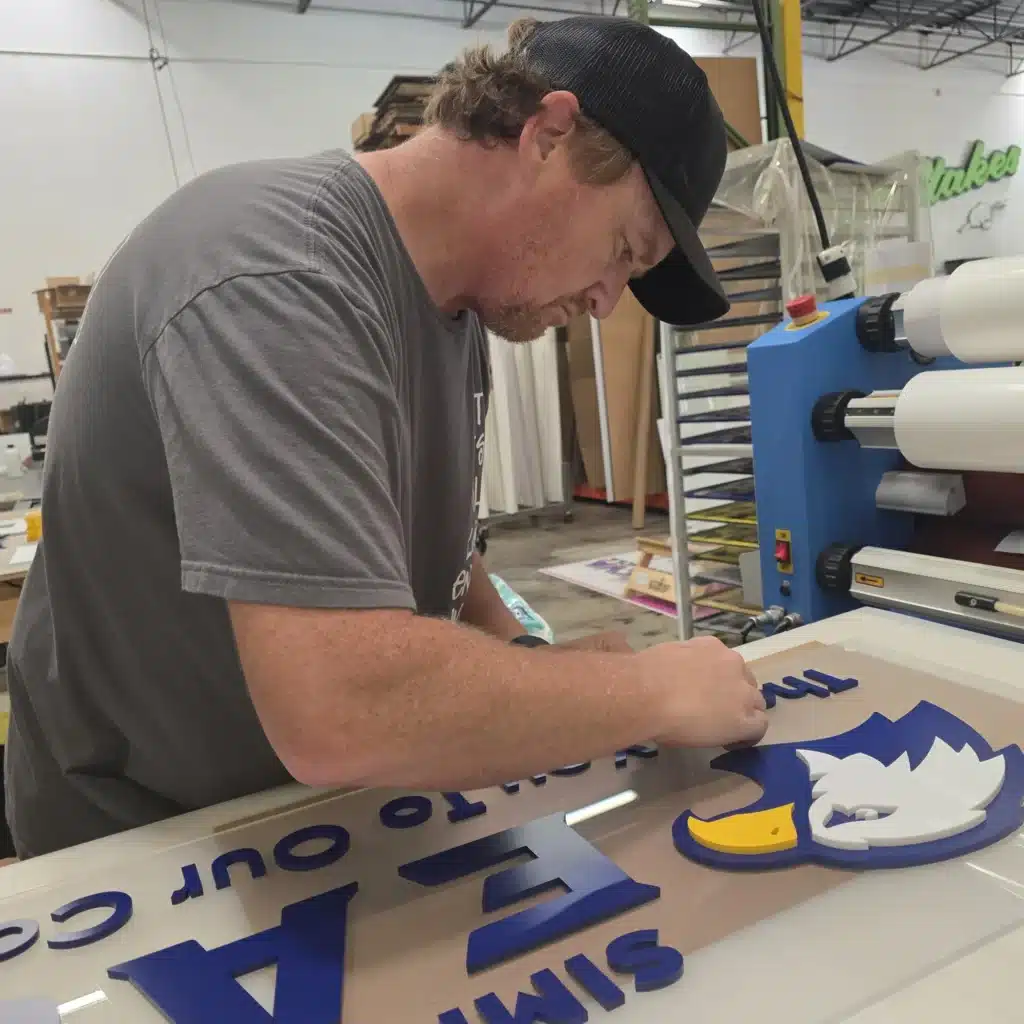 Hand-finishing graphics in the Kennesaw shop, by High Stakes Creative