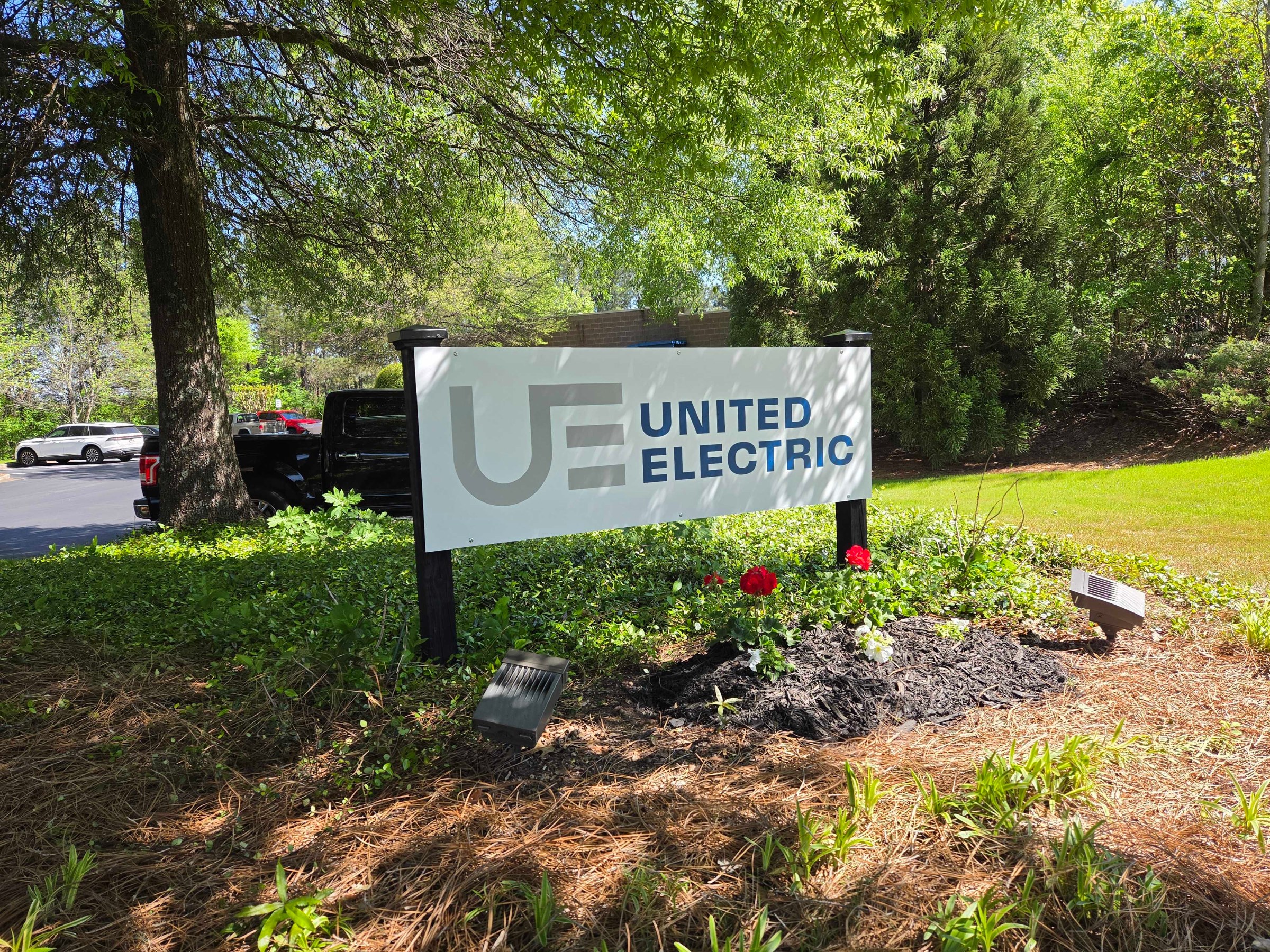 Brand monument sign, United Electric, Marietta, GA, by High Stakes Creative