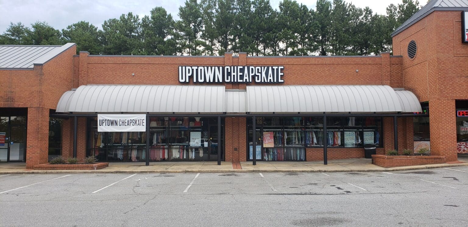 Storefront letters above awning, Uptown Cheapskate, by High Stakes Creative