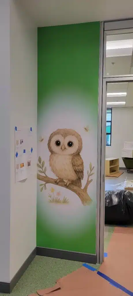 Illustrated classroom wall mural, by High Stakes Creative