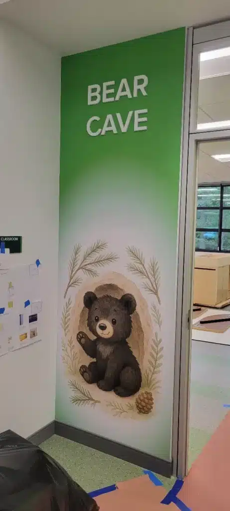 Illustrated classroom wall mural, by High Stakes Creative